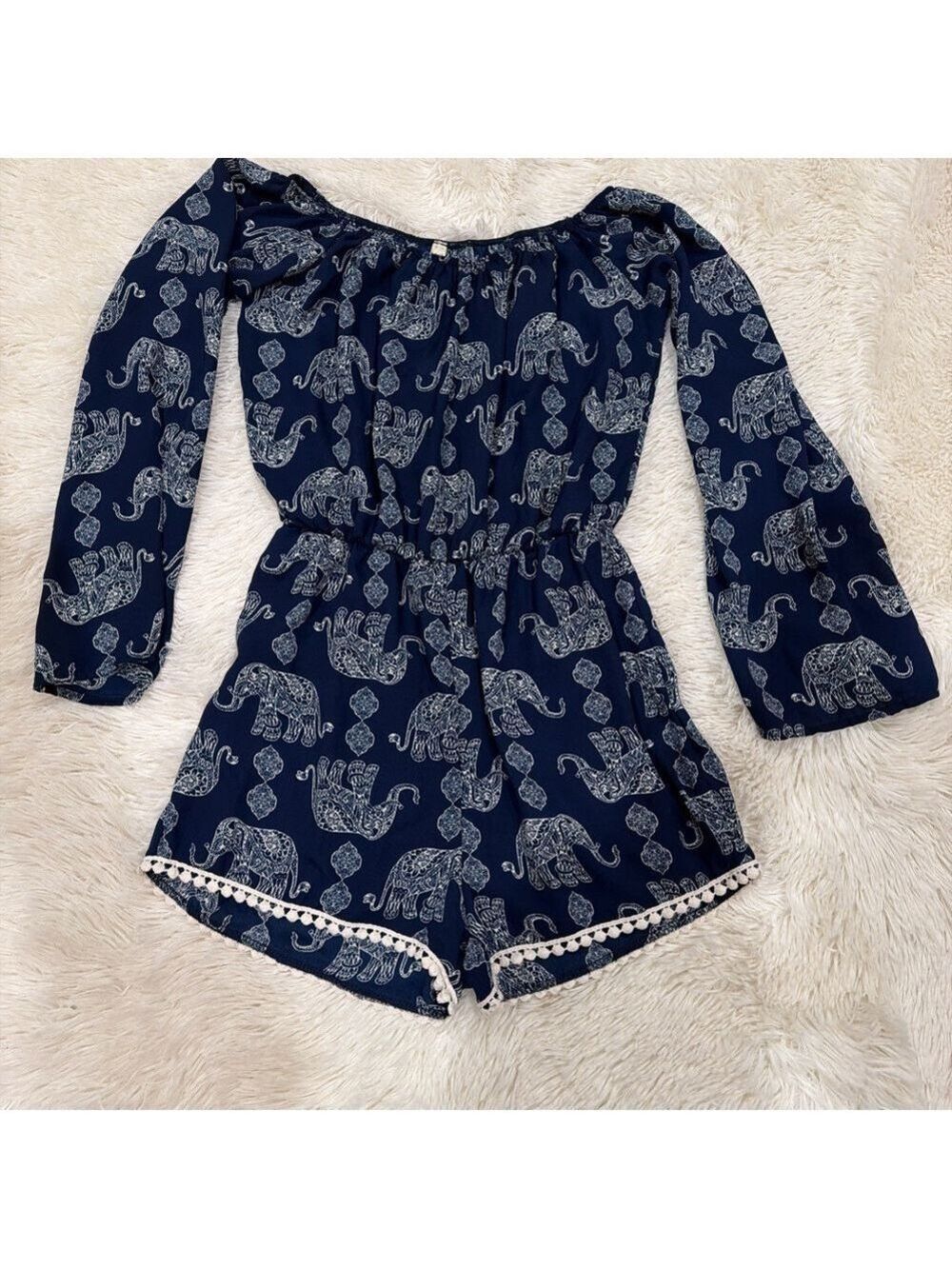 Jessie & J Blue Elephant Romper - Size Medium (EUC)